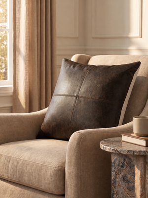 Cru Leather Cushion - Brown