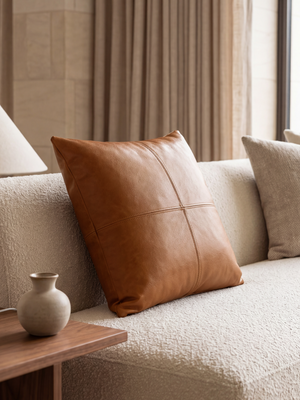 Cru Leather Cushion - Tan