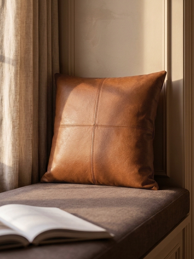 Cru Leather Cushion - Tan