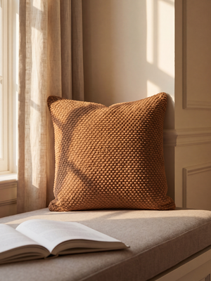 Lev Split Suede Cushion - Tan