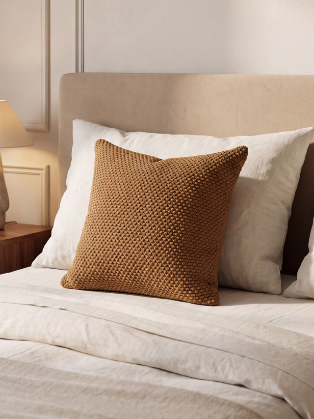 Lev Split Suede Cushion - Tan