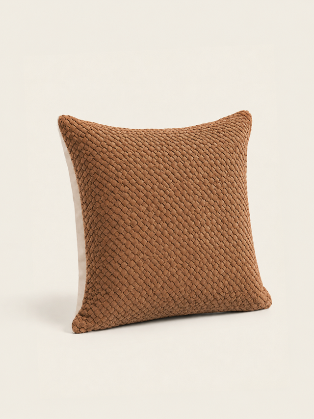 Lev Split Suede Cushion - Tan