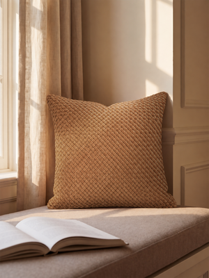 Lev Split Suede Cushion - Tan