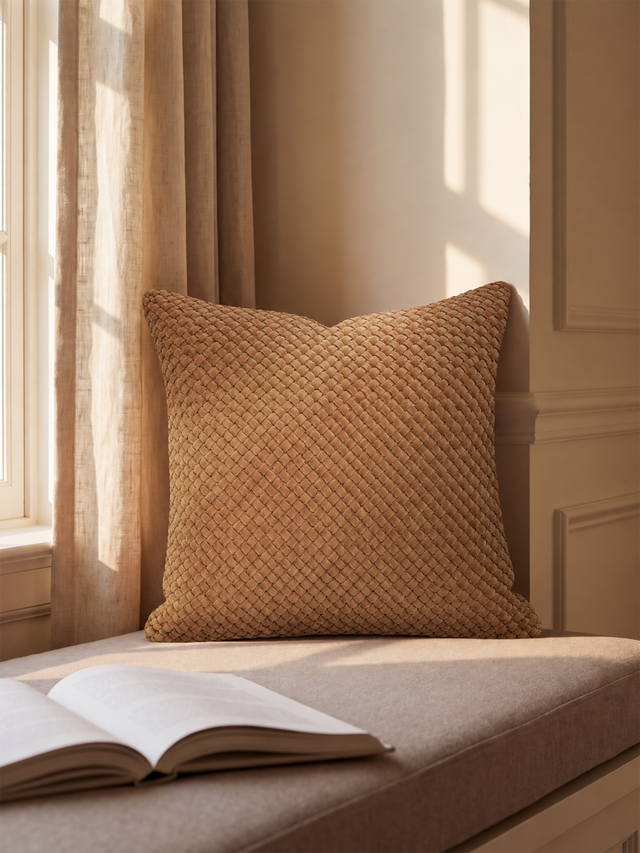 Lev Split Suede Cushion - Tan