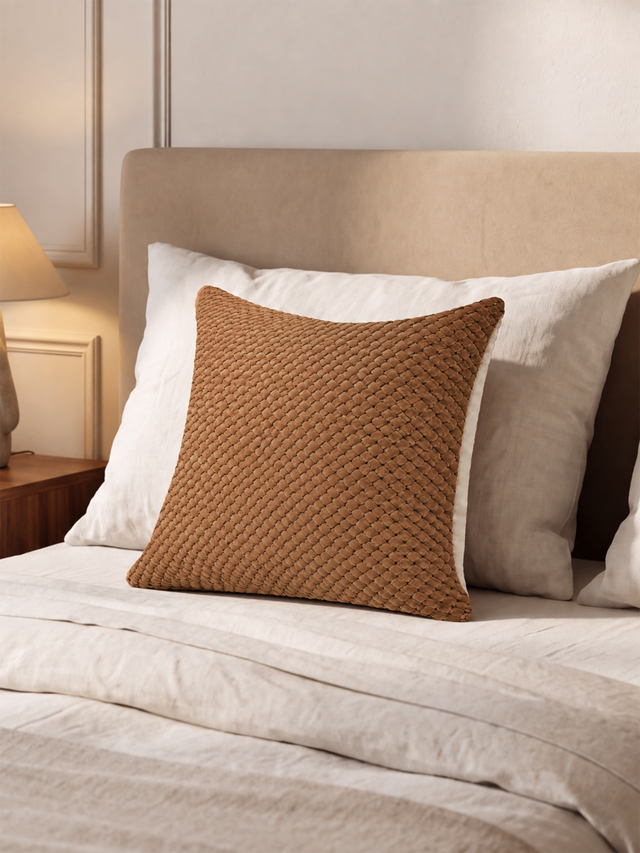 Lev Split Suede Cushion - Tan