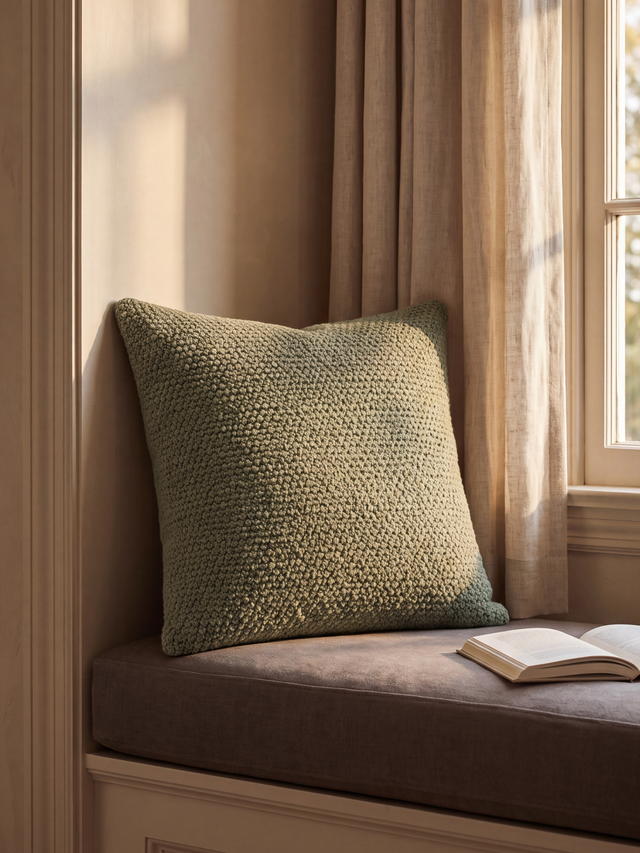 Lev Split Suede Cushion - Light Green