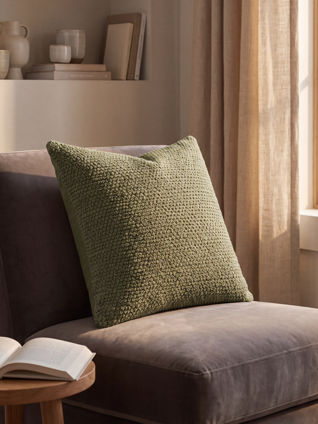 Lev Split Suede Cushion - Light Green