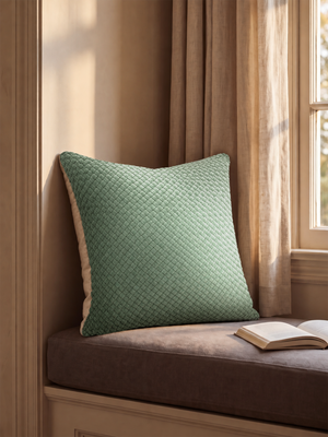 Lev Split Suede Cushion - Light Green