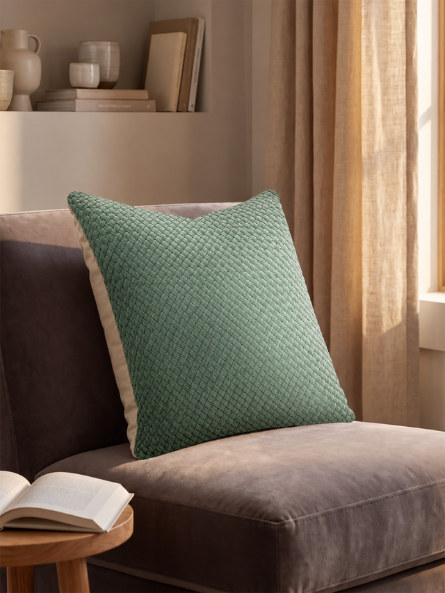 Lev Split Suede Cushion - Light Green