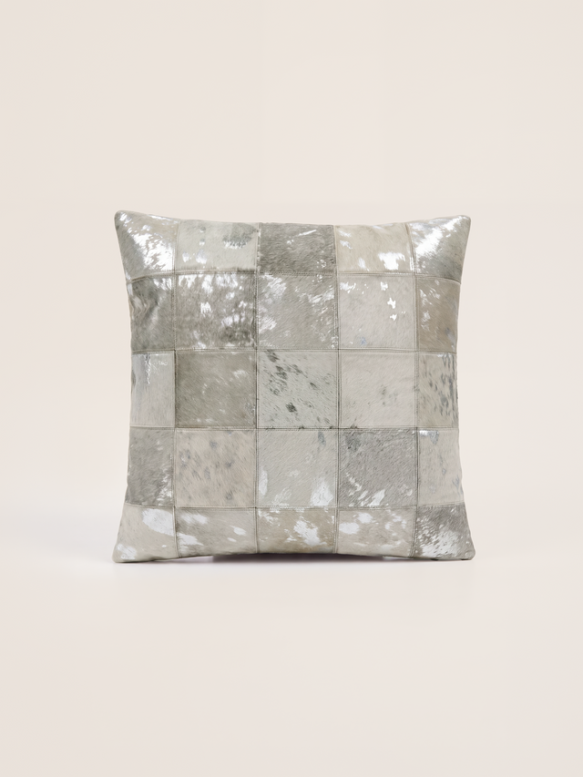 Juno Hair on Hide Cushion - Silver
