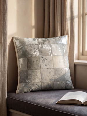 Juno Hair on Hide Cushion - Silver
