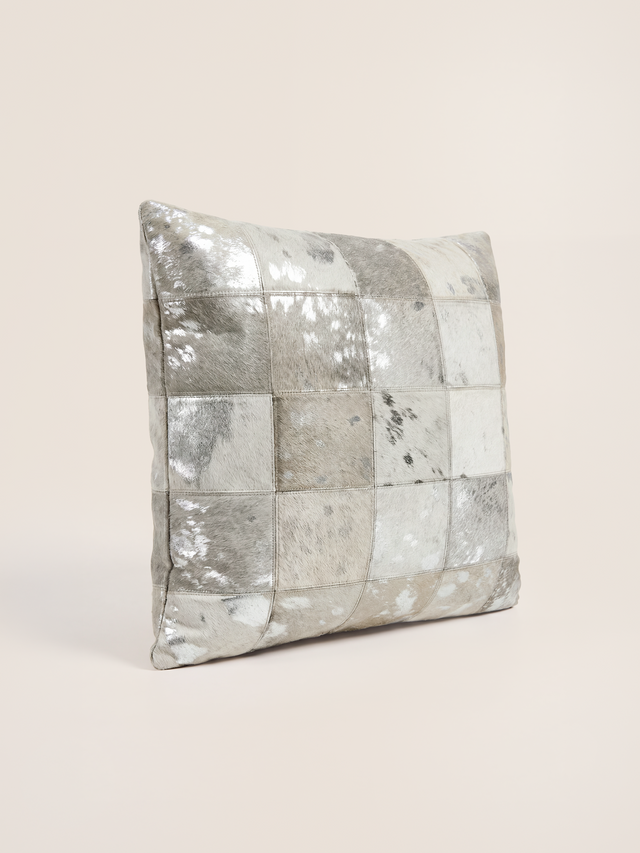 Juno Hair on Hide Cushion - Silver