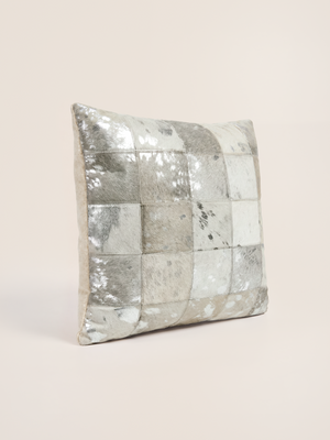 Juno Hair on Hide Cushion - Silver