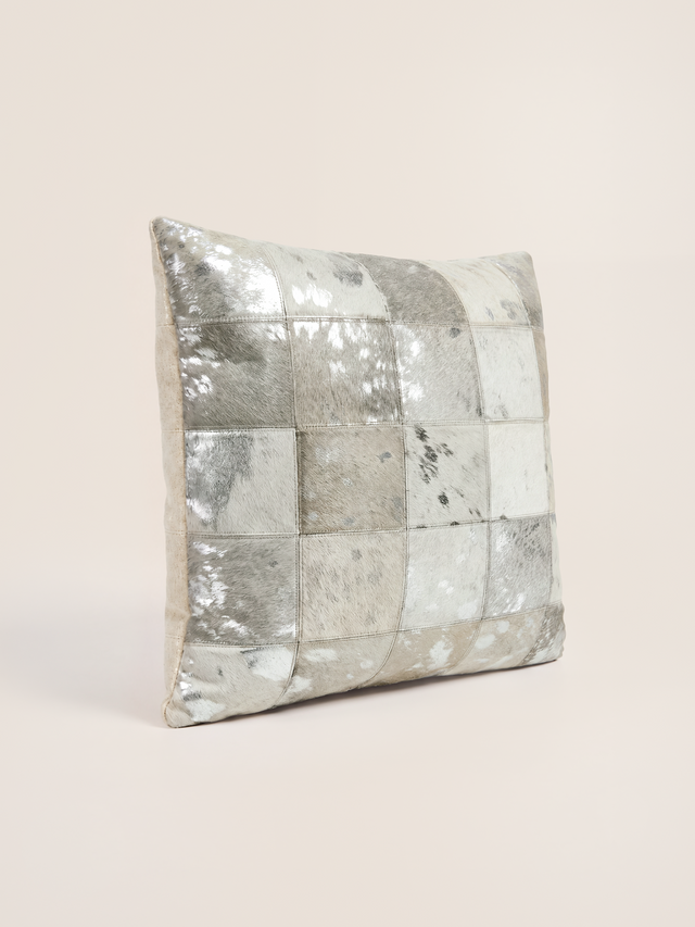 Juno Hair on Hide Cushion - Silver