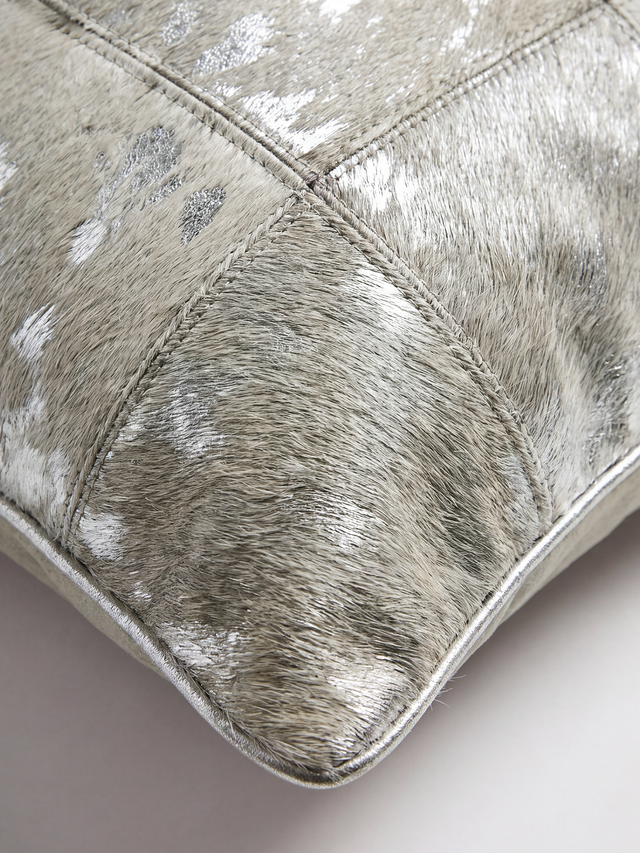 Juno Hair on Hide Cushion - Silver