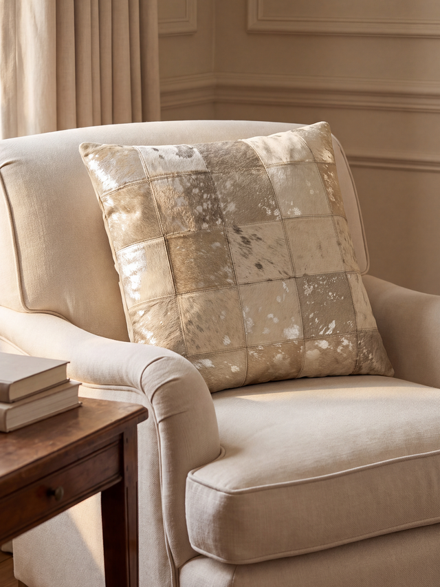 Juno Hair on Hide Cushion - Gold
