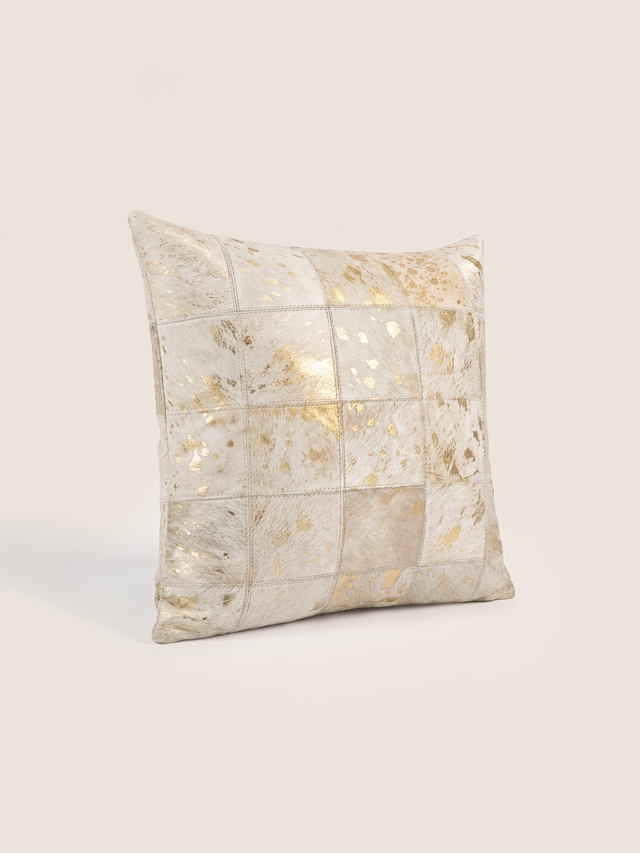 Juno Hair on Hide Cushion - Gold