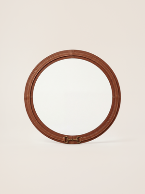 Ibis Waxy Leather Round Mirror - Cognac