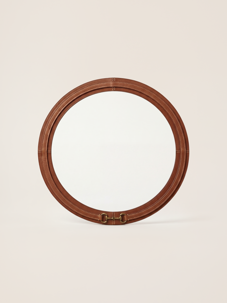 Ibis Waxy Leather Round Mirror - Cognac