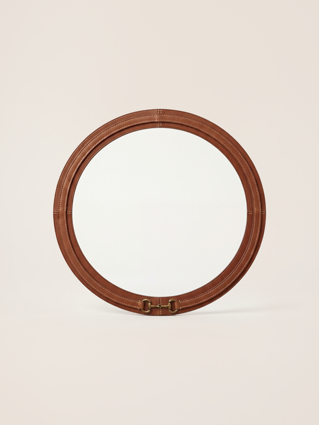 Ibis Waxy Leather Round Mirror - Cognac