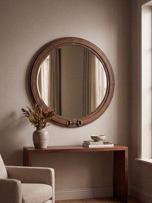 Ibis Waxy Leather Round Mirror - Cognac
