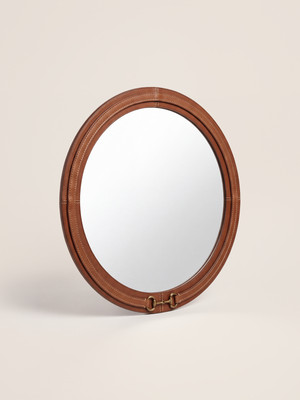 Ibis Waxy Leather Round Mirror - Cognac