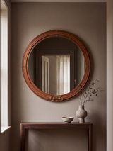 Ibis Waxy Leather Round Mirror - Cognac