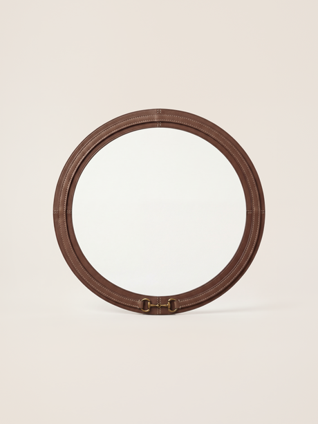 Ibis Waxy Leather Round Mirror - Cognac