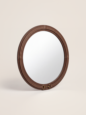 Ibis Waxy Leather Round Mirror - Cognac