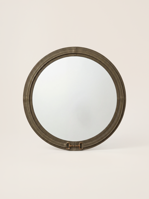 Ibis Waxy Leather Round Mirror - Olive