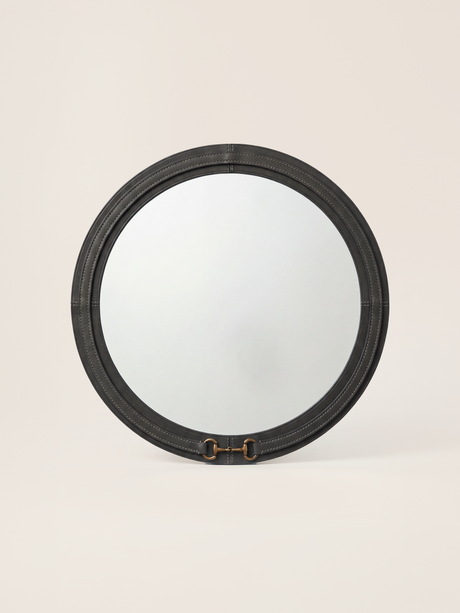 Ibis Waxy Leather Round Mirror - Olive