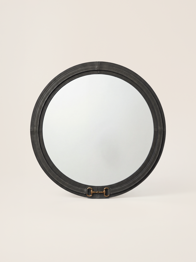 Ibis Waxy Leather Round Mirror - Olive