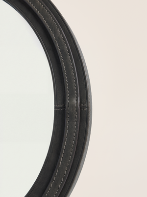 Ibis Waxy Leather Round Mirror - Olive