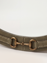 Ibis Waxy Leather Round Mirror - Olive