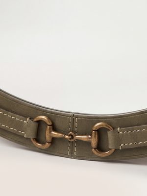 Ibis Waxy Leather Round Mirror - Olive