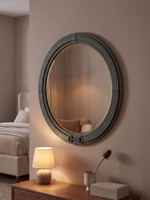 Ibis Waxy Leather Round Mirror - Olive