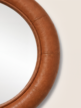 Rosso Leather Round Mirror - Tan