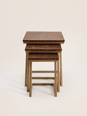 Caden Croco Print Leather Nesting Tables, Set of 3 - Tan