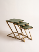 Caden Croco Print Leather Nesting Tables, Set of 3 - Olive