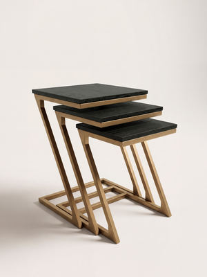 Caden Croco Print Leather Nesting Tables, Set of 3 - Olive