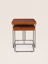 Ahal Croco Print Leather Nesting Tables, Set of 2 - Tan