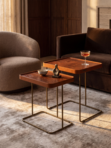 Ahal Croco Print Leather Nesting Tables, Set of 2 - Tan