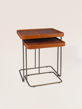 Ahal Croco Print Leather Nesting Tables, Set of 2 - Tan