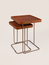 Ahal Croco Print Leather Nesting Tables, Set of 2 - Tan