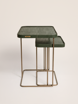 Ahal Croco Print Leather Nesting Tables, Set of 2 - Green