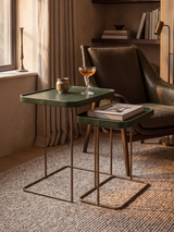 Ahal Croco Print Leather Nesting Tables, Set of 2 - Green
