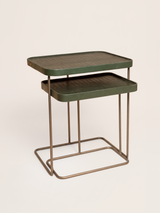 Ahal Croco Print Leather Nesting Tables, Set of 2 - Green