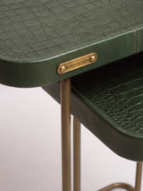 Ahal Croco Print Leather Nesting Tables, Set of 2 - Green