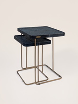 Ahal Croco Print Leather Nesting Tables, Set of 2 - Blue