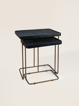 Ahal Croco Print Leather Nesting Tables, Set of 2 - Blue